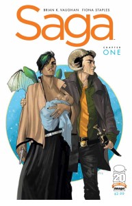 Cover of Brian K. Vaughn and Fiona Staples' Saga Volume 1